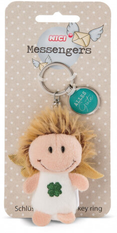 sleutelhanger Alles Cute junior 7 cm pluche goud/turquoise