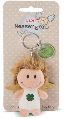 sleutelhanger Ich bring dir Gl&uuml;ck 7 cm pluche goud/groen