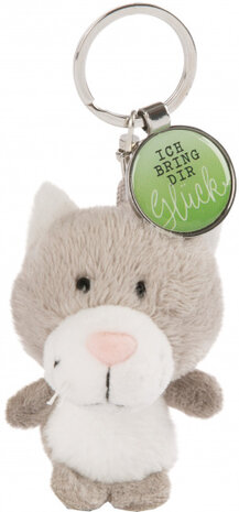 sleutelhanger Ich bring dir Gl&uuml;ck 7 cm pluche beige/groen