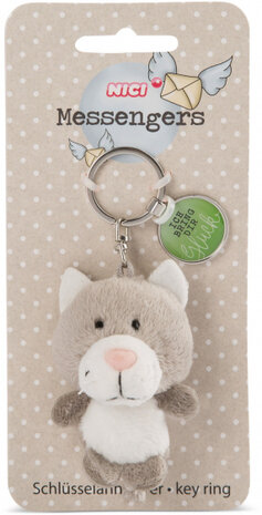 sleutelhanger Ich bring dir Gl&uuml;ck 7 cm pluche beige/groen