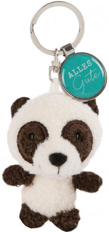 sleutelhanger Alles Gute junior 7 cm pluche zwart/turquoise
