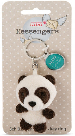 sleutelhanger Alles Gute junior 7 cm pluche zwart/turquoise