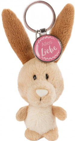 sleutelhanger Alles Liebe junior 7 cm pluche bruin/roze
