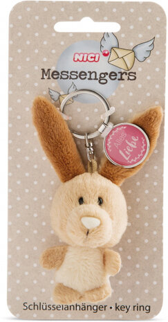 sleutelhanger Alles Liebe junior 7 cm pluche bruin/roze