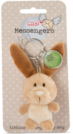 sleutelhanger Ich bringe dir Gl&uuml;ck 7 cm pluche bruin/groen