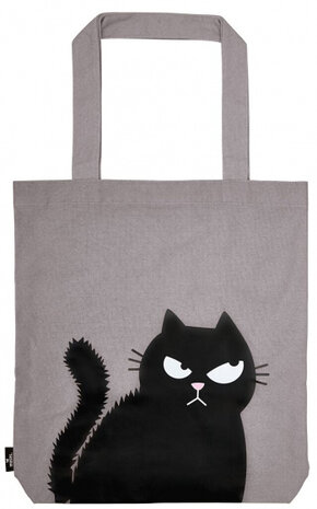 schoudertas Ed The Cat 42 x 39 cm katoen donkergrijs