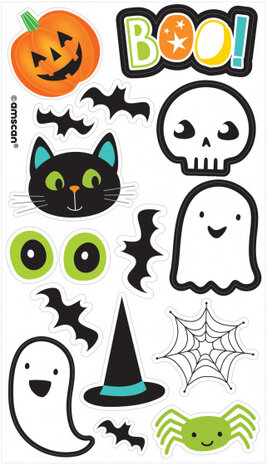plaktattoos Halloween papier wit/zwart 15 stuks