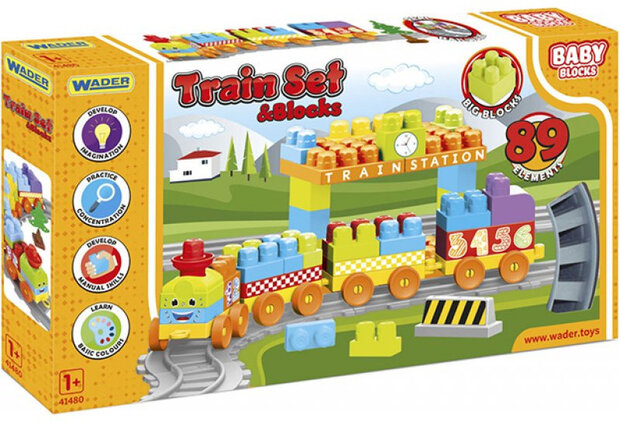 bouwblokken Baby Blocks Trein junior 89-delig