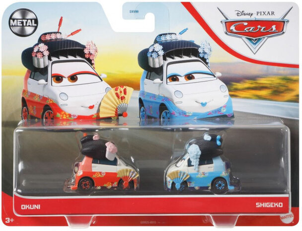 auto&#039;s Cars 3 Okuni &amp; Shigeko 5 cm die-cast rood/blauw