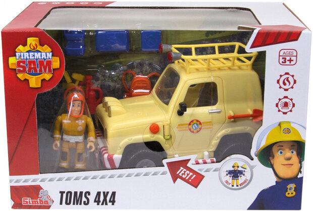 speelset Brandweerman Sam Toms 4x4 15 cm geel