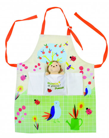 kinderschort Egel junior katoen groen/cr&egrave;me