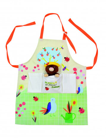 kinderschort Mol junior katoen groen/cr&egrave;me