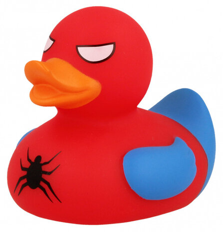 badeend Spidy junior 8,5 cm rubber rood/blauw