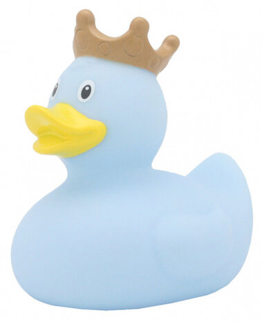 badeend Prins junior 8,5 cm rubber blauw/geel/goud