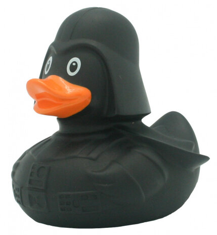 badeend Black Star junior 8,5 cm rubber zwart/oranje
