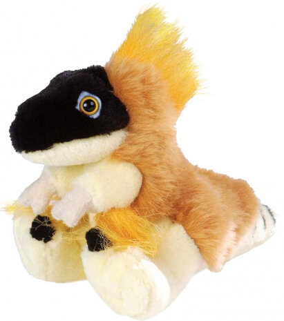 knuffel Velociraptor junior 12 cm pluche bruin