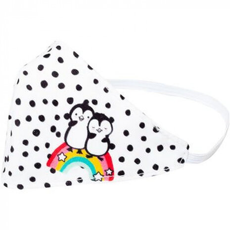 mondkapje Poppen junior fluweel zwart/wit mt 28-35 cm