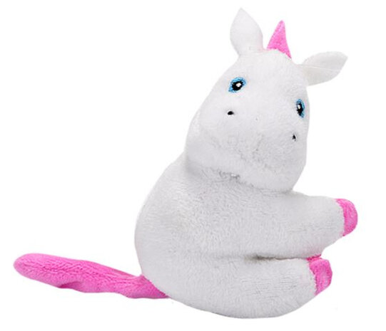 knuffel Unicorn junior 12 cm pluche wit/roze
