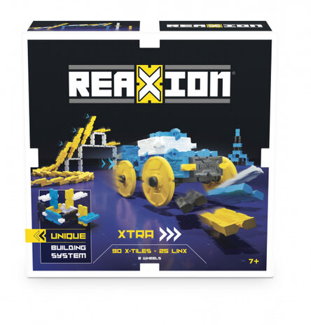 dominostenen Reaxion Xtra junior blauw/geel 108-delig