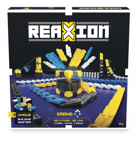 dominostenen Reaxion Xpand junior blauw/geel 167-delig