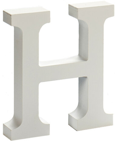 hobbyletter H junior 2 x 11 cm hout wit
