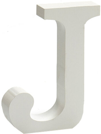 hobbyletter J junior 2 x 11 cm hout wit