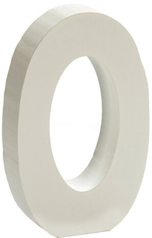 hobbycijfer 0 junior 2 x 11 cm hout wit