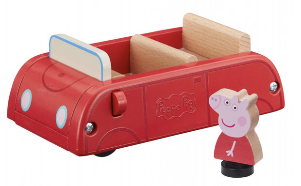 speelgoedauto junior 15,3 x 9,7 cm hout rood 2-delig