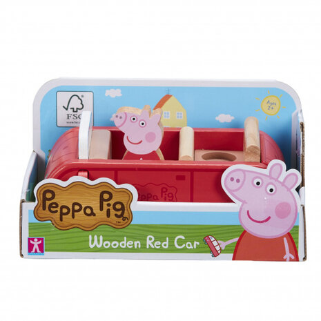 speelgoedauto junior 15,3 x 9,7 cm hout rood 2-delig
