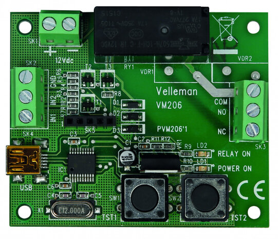 timermodule universeel USB-interface 68 x 56 mm groen