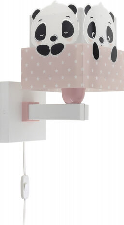 wandlamp Panda 13,5 x 20 x 24 cm E27 60W roze/wit