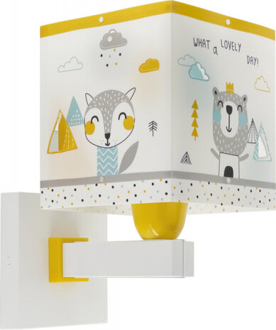 wandlamp Hello Little 13,5 x 20 x 24 cm E27 geel/wit