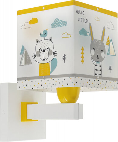 wandlamp Hello Little 13,5 x 20 x 24 cm E27 geel/wit