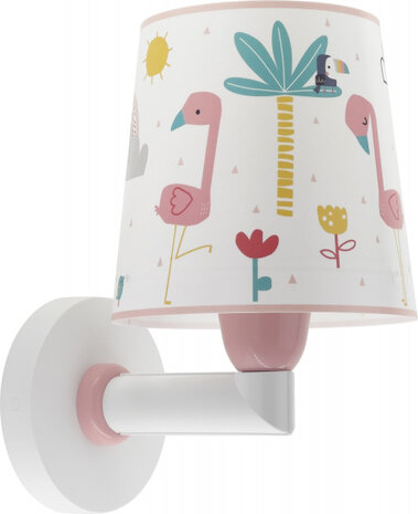 wandlamp Flamingo 15 x 20 x 24 cm E27 60W wit/roze