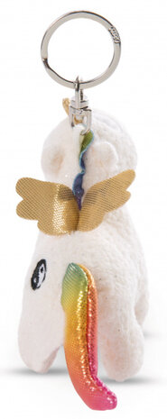 sleutelhanger Unicorn Yang 9 x 10 cm polyester wit/goud
