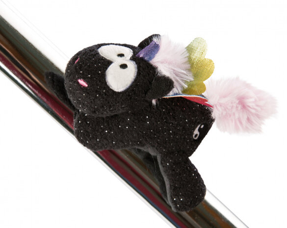 magneet Unicorn Yin 8 x 12 cm pluche/polyester zwart