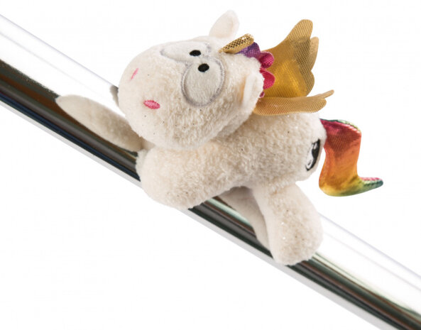 magneet Unicorn Yang 8 x 12 cm pluche/polyester wit