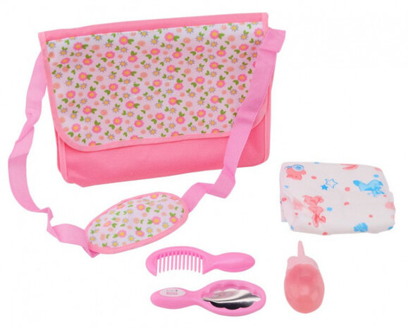 luiertas poppen meisjes polyester roze 5-delig