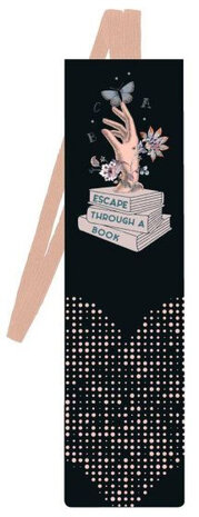 boekenlegger Escape karton/elastiek zwart/roze