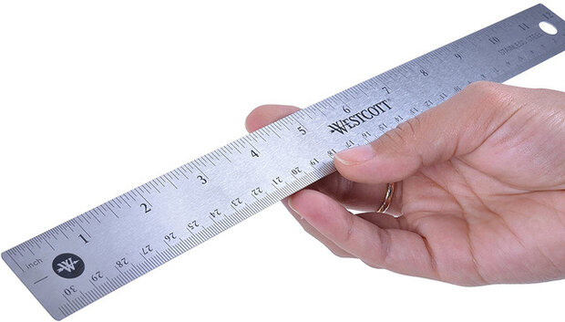 liniaal 30 cm RVS/kurk zilver