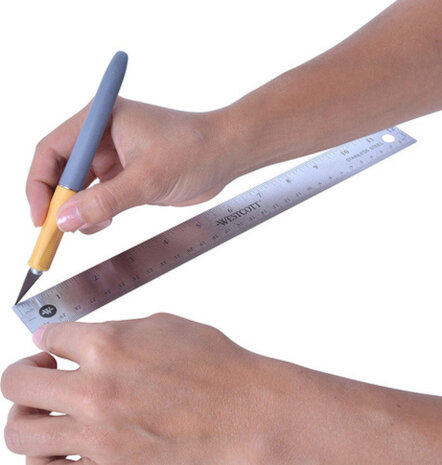 liniaal 30 cm RVS/kurk zilver
