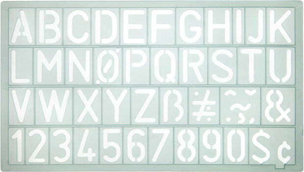 sjabloon cijfers en letters 20 mm transparant