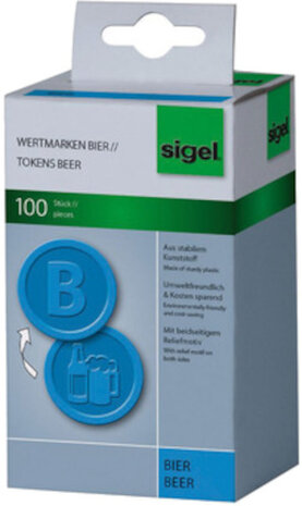 waardemunten bier 25 mm blauw 100 stuks