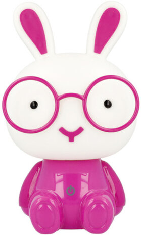 nachtlamp Konijn Hanna 16,5 cm ABS roze/wit 2-delig