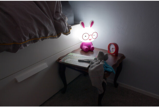 nachtlamp Konijn Hanna 16,5 cm ABS roze/wit 2-delig