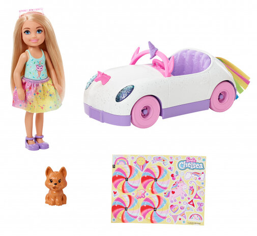 tienerpop Chelsea Auto meisjes 15,3 cm wit 4-delig