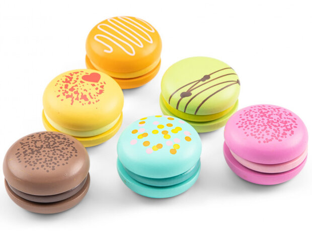macarons junior 4,5 x 4,5 cm hout 6 stuks