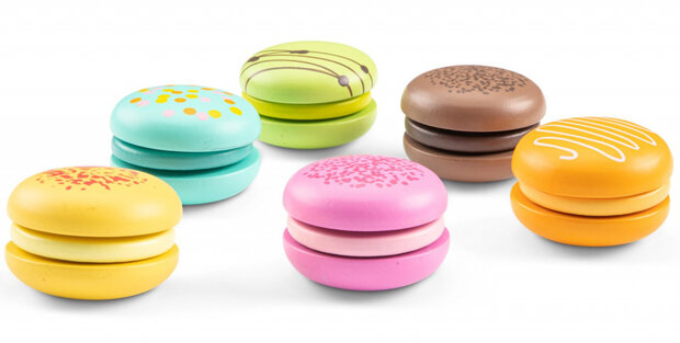 macarons junior 4,5 x 4,5 cm hout 6 stuks