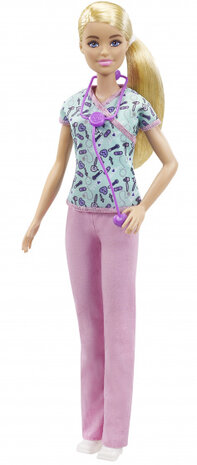 tienerpop verpleegster meisjes 30 cm blond/roze 3-delig