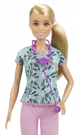 tienerpop verpleegster meisjes 30 cm blond/roze 3-delig